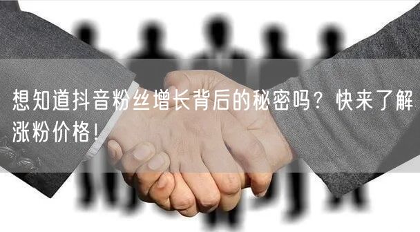 想知道抖音粉丝增长背后的秘密吗？快来了解涨粉价格！