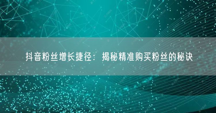 抖音粉丝增长捷径：揭秘精准购买粉丝的秘诀