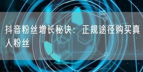 抖音粉丝增长秘诀：正规途径购买真人粉丝