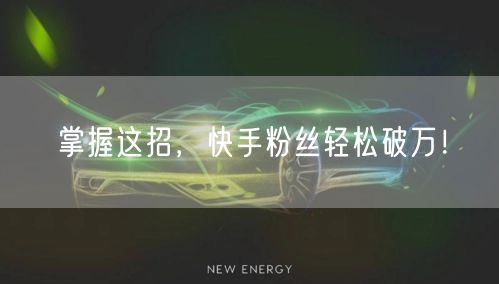掌握这招，快手粉丝轻松破万！