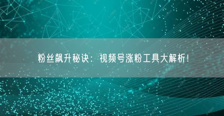粉丝飙升秘诀：视频号涨粉工具大解析！