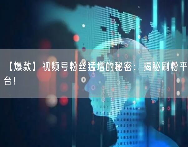 【爆款】视频号粉丝猛增的秘密：揭秘刷粉平台！