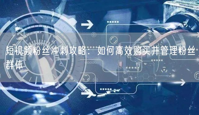 短视频粉丝冲刺攻略：如何高效购买并管理粉丝群体