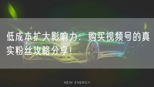 低成本扩大影响力：购买视频号的真实粉丝攻略分享！