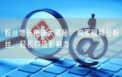 粉丝增长秘诀大揭秘：购买视频号粉丝，轻松打造影响力