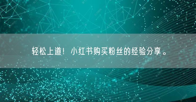 轻松上道！小红书购买粉丝的经验分享。