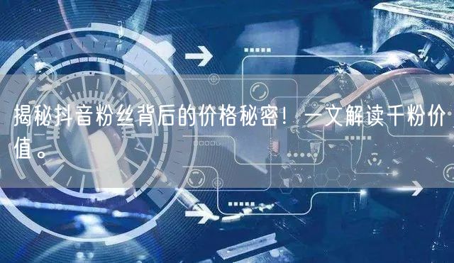 揭秘抖音粉丝背后的价格秘密！一文解读千粉价值。