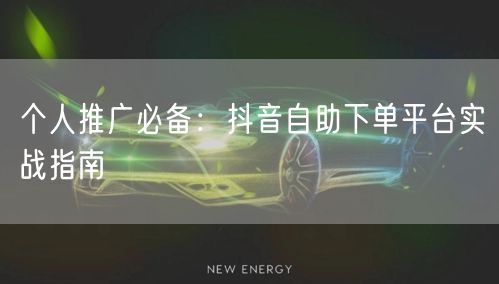 个人推广必备：抖音自助下单平台实战指南