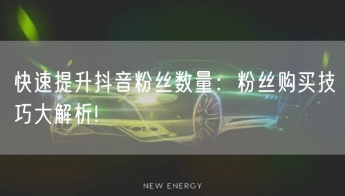 快速提升抖音粉丝数量：粉丝购买技巧大解析!