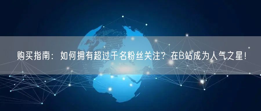 购买指南：如何拥有超过千名粉丝关注？在B站成为人气之星！