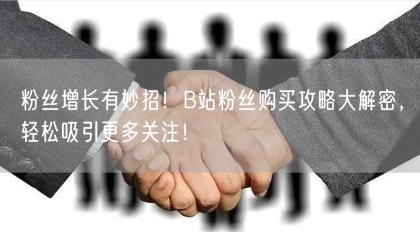 粉丝增长有妙招！B站粉丝购买攻略大解密，轻松吸引更多关注！