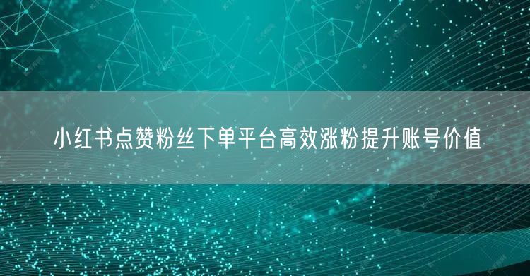 小红书点赞粉丝下单平台高效涨粉提升账号价值