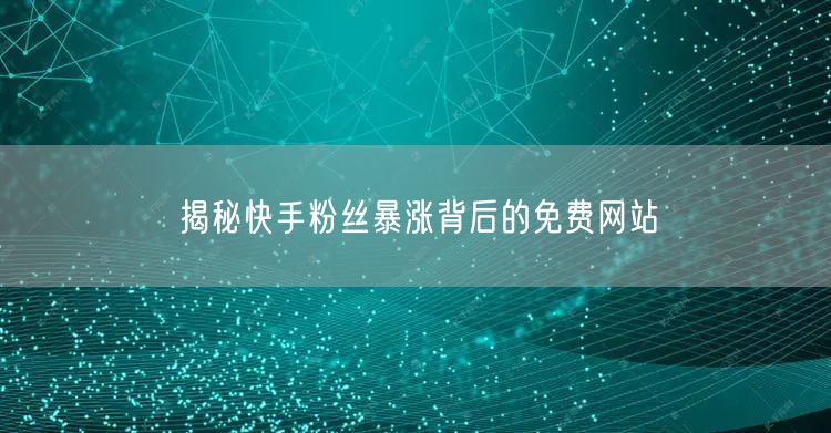 揭秘快手粉丝暴涨背后的免费网站