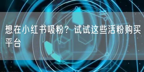 想在小红书吸粉？试试这些活粉购买平台
