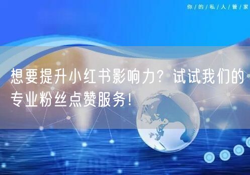 想要提升小红书影响力？试试我们的专业粉丝点赞服务！