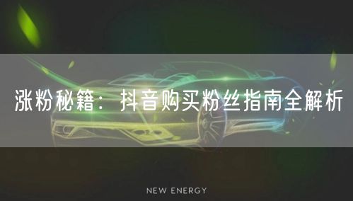 涨粉秘籍：抖音购买粉丝指南全解析