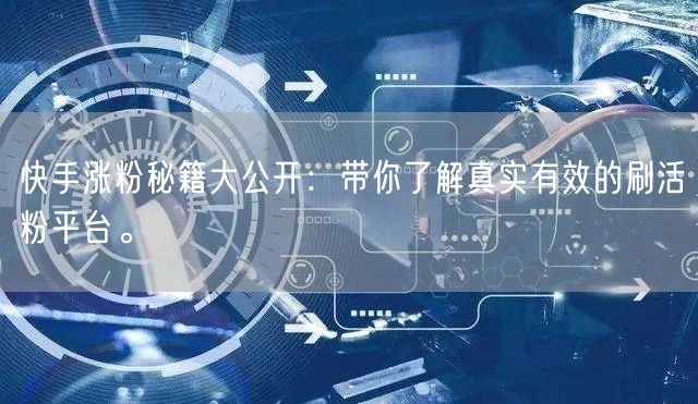 快手涨粉秘籍大公开：带你了解真实有效的刷活粉平台。