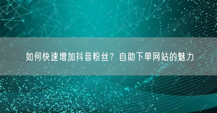 如何快速增加抖音粉丝？自助下单网站的魅力