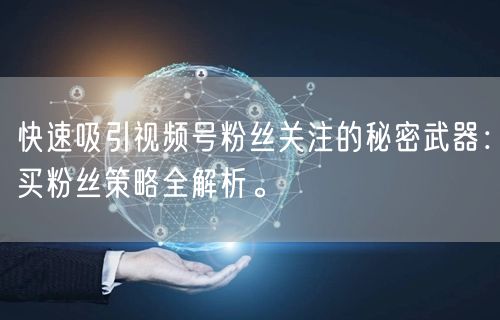 快速吸引视频号粉丝关注的秘密武器：买粉丝策略全解析。