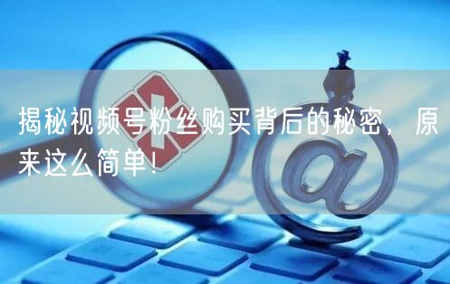 揭秘视频号粉丝购买背后的秘密，原来这么简单！