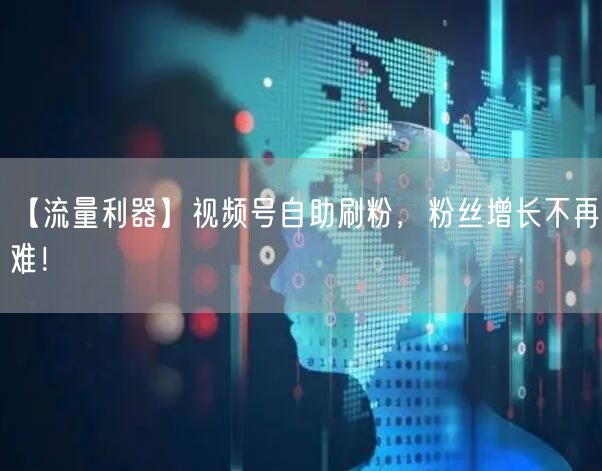 【流量利器】视频号自助刷粉，粉丝增长不再难！
