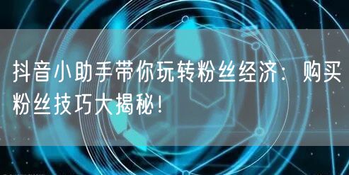 抖音小助手带你玩转粉丝经济：购买粉丝技巧大揭秘！