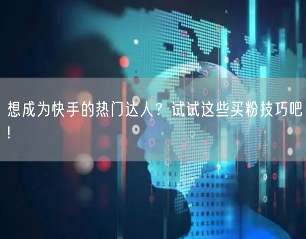 想成为快手的热门达人？试试这些买粉技巧吧!