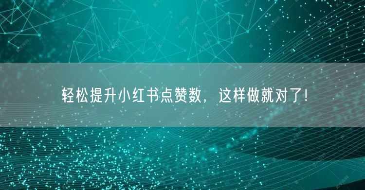 轻松提升小红书点赞数，这样做就对了！