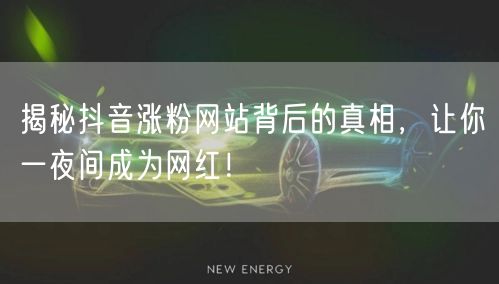 揭秘抖音涨粉网站背后的真相，让你一夜间成为网红！