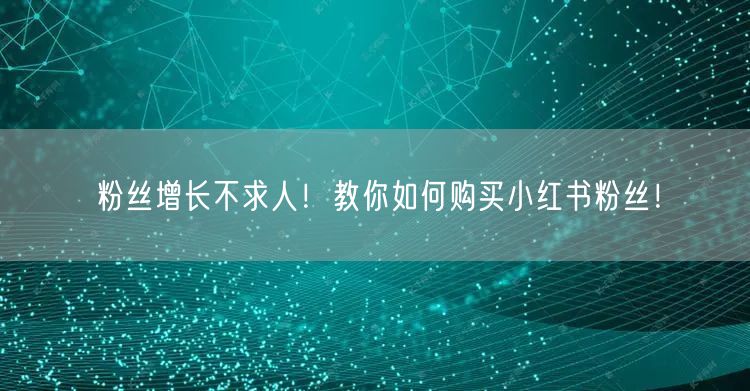粉丝增长不求人！教你如何购买小红书粉丝！