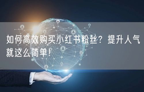 如何高效购买小红书粉丝？提升人气就这么简单！