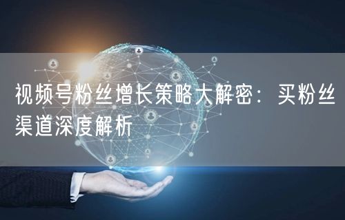 视频号粉丝增长策略大解密：买粉丝渠道深度解析