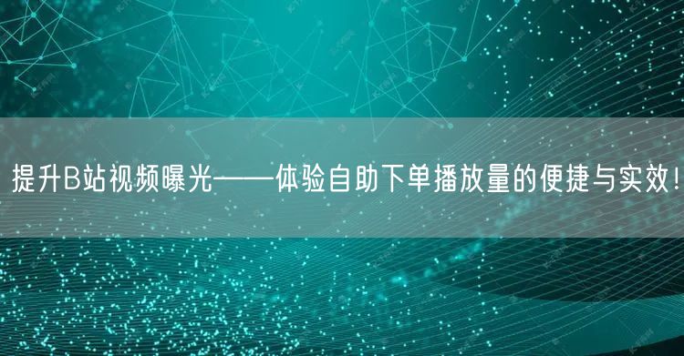 提升B站视频曝光——体验自助下单播放量的便捷与实效！