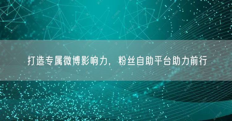 打造专属微博影响力，粉丝自助平台助力前行