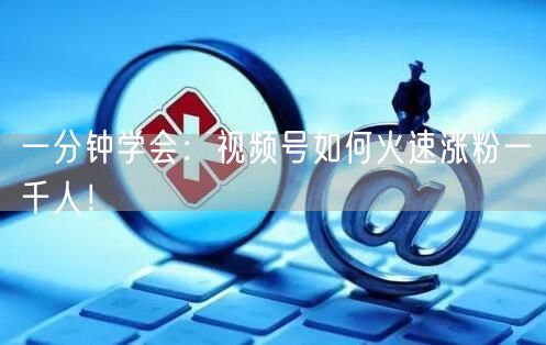 一分钟学会：视频号如何火速涨粉一千人！