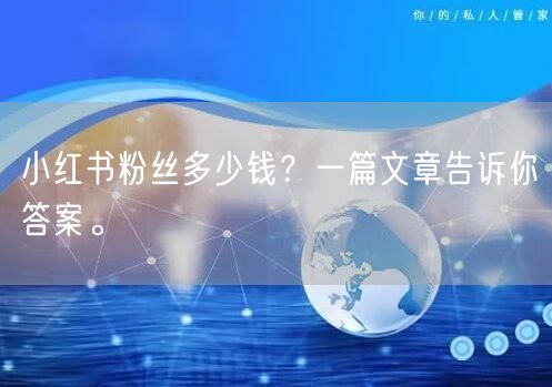 小红书粉丝多少钱？一篇文章告诉你答案。