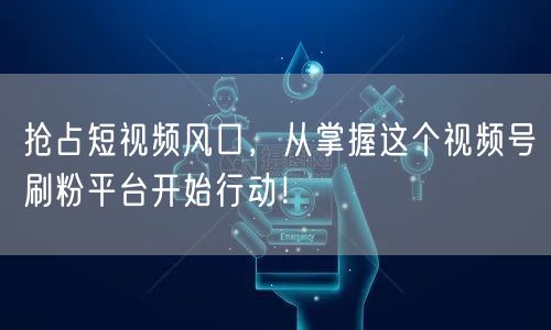 抢占短视频风口，从掌握这个视频号刷粉平台开始行动！