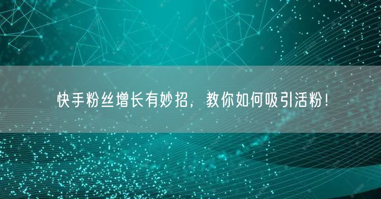 快手粉丝增长有妙招，教你如何吸引活粉！