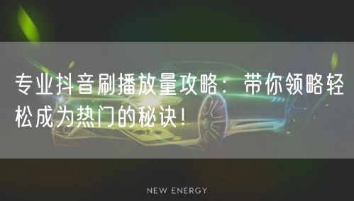 专业抖音刷播放量攻略：带你领略轻松成为热门的秘诀！