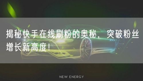 揭秘快手在线刷粉的奥秘,突破粉丝增长新高度!