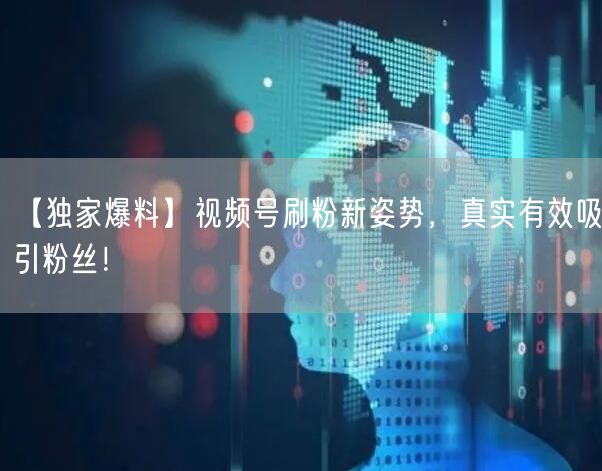 【独家爆料】视频号刷粉新姿势，真实有效吸引粉丝！
