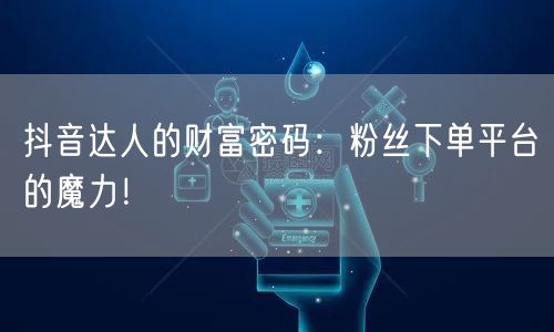 抖音达人的财富密码:粉丝下单平台的魔力!